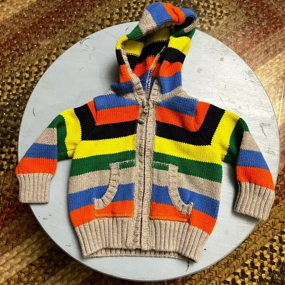 Carter’s Baby Multi Colorful Striped 100% Cotton Hoodie Sweater size 6 months - Picture 2 of 6